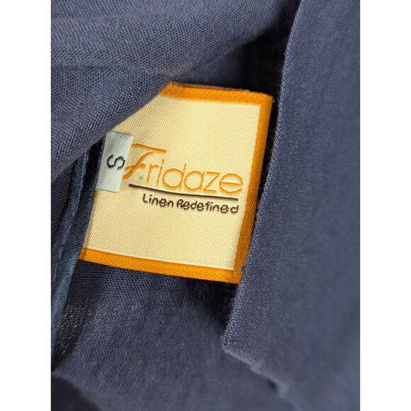 FRIDAZE 100% Linen Shirt Tunic Lagenlook Boho Minimalist Earthy Navy Blue Small - Picture 4 of 5